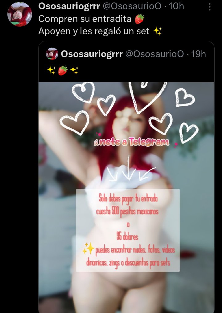 TheWatcher7018's tweet photo. @OsosaurioO OJALA LO PUEDAN LEER TODOS :NO SOLO HAY QUE ESPERAR QUE SE DEN COSAS GRATIS O DE REGALO, SI SOMOS FANS DE VERDAD Y NOS GUSTA SU TRABAJO HAY QUE APOYAR TAMBIÉN EN LAS PÚBLICACIONES DONDE ANUNCIA SU GRUPO DE TELEGRAM Y VENTA DE CONTENIDO, NO SOLO ESTAR PARA LO GRATUITO. APOYEMOS 💰 https://t.co/E3oLmUwc34