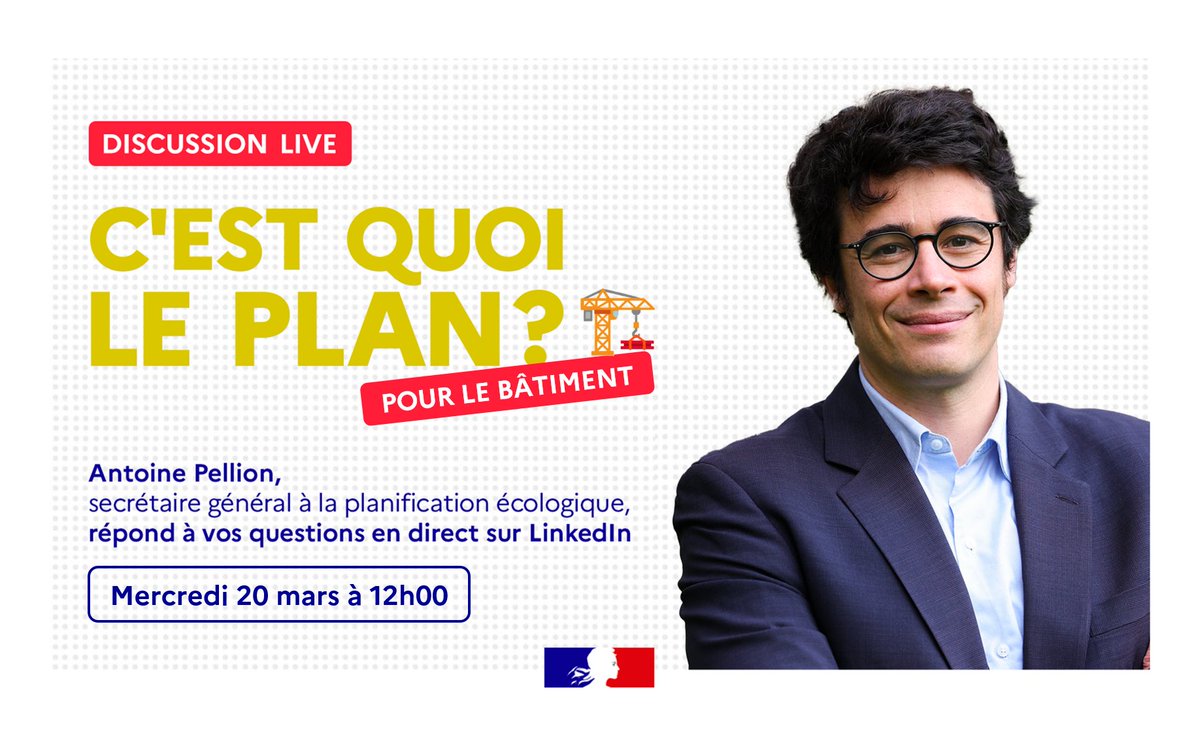 💬 Retrouvons-nous ce mercredi pour un nouveau temps d’échanges autour de la planification écologique dans le secteur du bâtiment. J’attends vos questions ! 

👉 Pour s'inscrire lnkd.in/eQ7Ffaug

#logement #batiment #planificationecologique