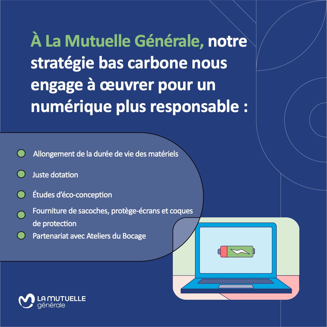 En cette #JournéeDuRecyclage, mettons en lumière l'importance considérable de ce geste dans la protection de notre planète et la préservation de ses ressources♻️ À La Mutuelle Générale, notre stratégie bas carbone nous engage à œuvrer pour un numérique plus responsable ! 💻 #RSE