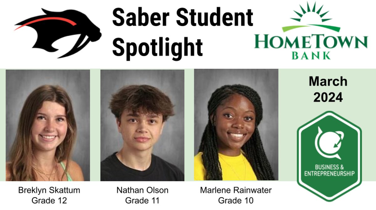 Congratulations to the March B&E Students of the Month!  #shakopeeschools #sabernation #shakobiz