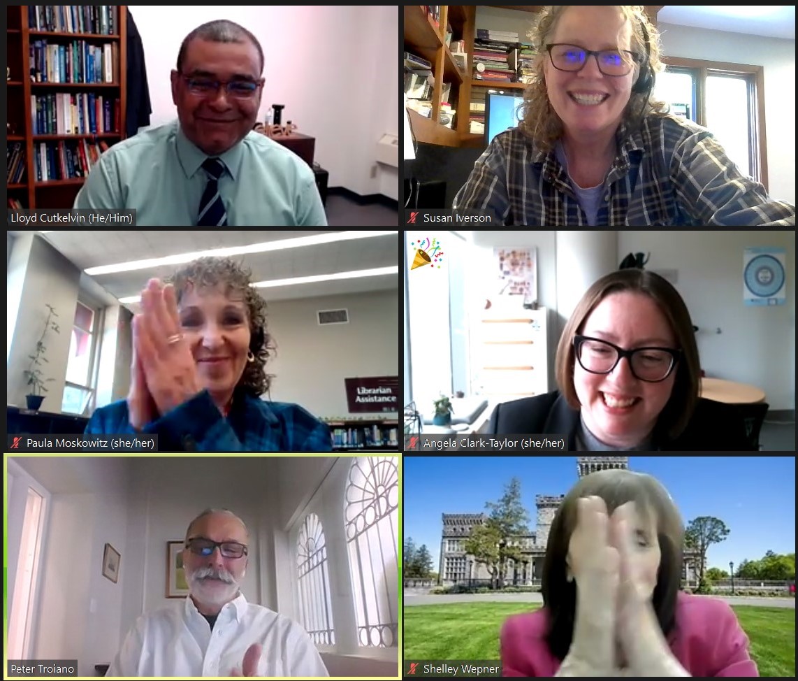 susaniverson1's tweet photo. #Applause for Lloyd Cutkelvin, @Mville_College #EdLeadership doctoral student, on successful defense of his proposal: #QualitativeResearch of the transition from faculty to Dept Chair at #CommunityColleges. #SAchat #MvilleLeads https://t.co/Xyt3VQsuNv https://t.co/CaTqAfHcoH