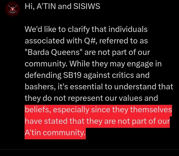 kenszn_prosquad's tweet photo. [READ]

Q# or Barda Queens are not part of A'tin community. Q numbers or Barda Queens' views and opinions do not reflect the views and opinions of A'tin community.

We are hoping for all of your cooperation.

Thank you for all the support and help, A'tin and Sisiws! https://t.co/xOi3avHREu