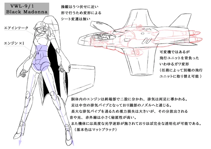 「世界の名機 U-2偵察機」を読んで思いついた可変特殊任務機  VWL-9/1  ブラック・マドンナ書類上は気象観測機となっているがその実体は情報機関の特務機で非公式作戦で偵察、破壊工作や暗殺等に用いられているとかいないとか…という妄想なおパイロットは色白で小柄な影のある美少女(必須 