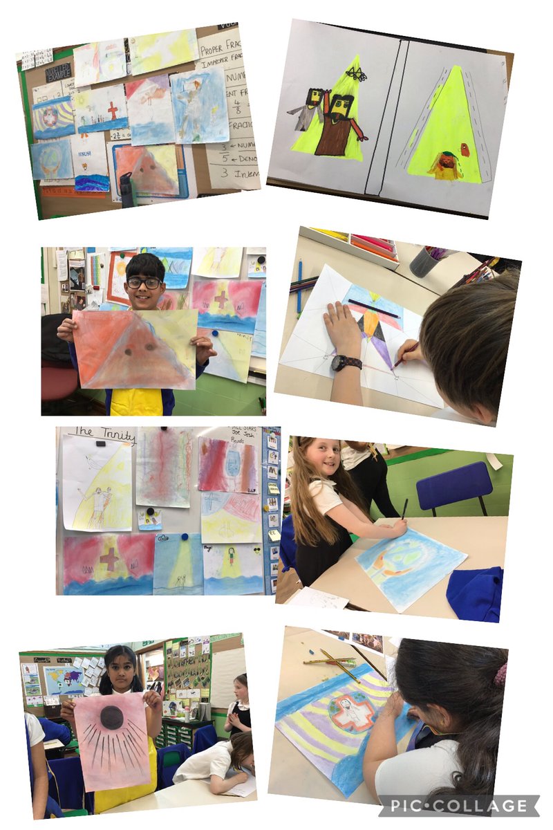 Today, we were thinking of The Trinity in Religion and World views. We used chalks to create our own vision of this. How beautiful are these. #learn #succeed #StJohnsCurriculum