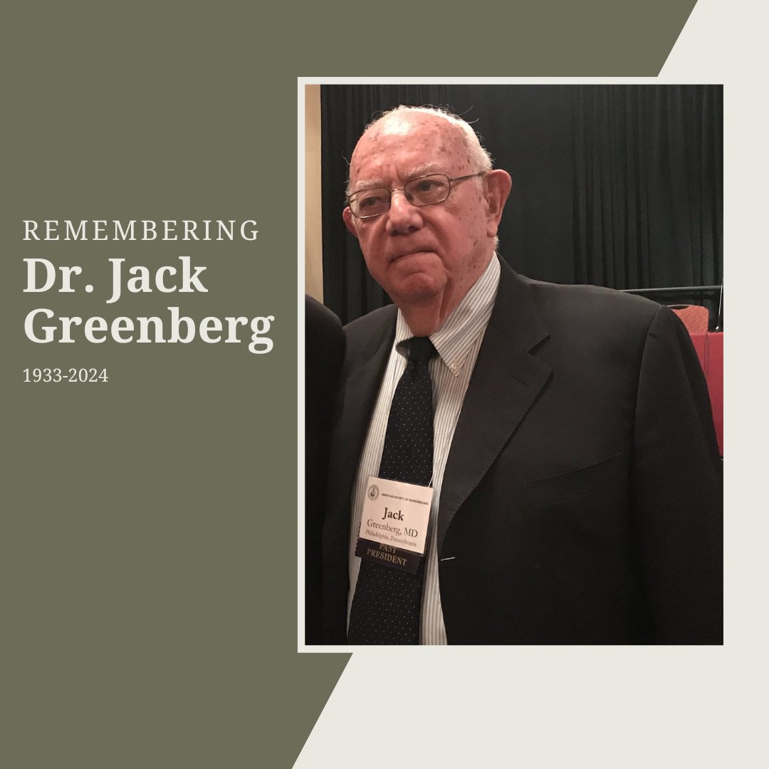 Dr. Jack Greenberg passed away March 11, 2024. He devoted his career to the field of neuroimaging and was the our third President of American Society of Neuroimaging. You can learn more about Dr. Greenberg and “The History of Neuroimaging” on our website: buff.ly/49NPjIL