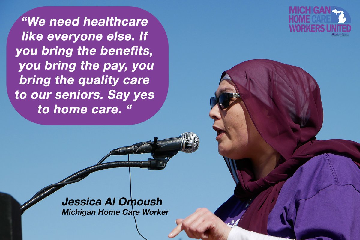 Some powerful words spoken by Jessica Al Omoush during a lobby day in Lansing, introducing a bill that restores a collective bargaining for home care workers in Michigan. When we take care of our workers, they are better able to take care of our loved ones. #SayYesToMIHomeCare