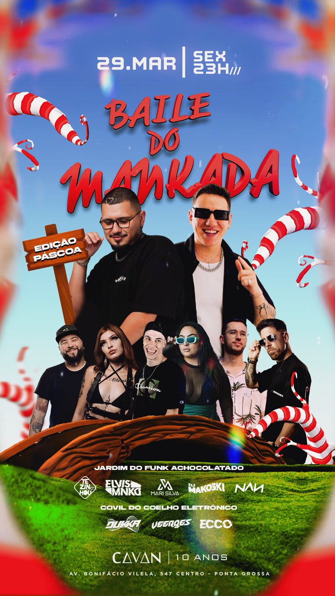 BAILE DO MANKADA ed.PÁSCOA!
29/03 temos encontro marcado na Cavan77 em mais uma edição do baile do pancada!
Decoração exclusiva
Distribuição de orelhinhas de coelho
Brownies do <a href="/lucasmachado_/">Lucas Machado</a> 
Convidado mais que especial, @tezinhou lindo de Guarapuava!
Quem dar RT ganha um beijo