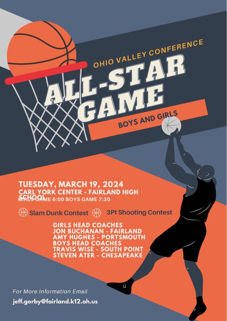 Ohio Valley Conference - Southern Ohio. (@ovc_highschool) on Twitter photo OVC All-Star game is Tuesday March 19th at Fairland. Girls start at 6:00pm. <a href="/GalliaAthletics/">GAHS Athletics</a> <a href="/LadyDragons/">Jon Buchanan</a> <a href="/PeakeSports/">Peake Sports</a> <a href="/FairlandBball/">Fairland Basketball</a> <a href="/SOSAOhio/">Southern Ohio Sports Authority</a> <a href="/PointerSports/">SouthPoint Athletics</a> <a href="/itowntigerhoops/">Ironton Boys Basketball</a> <a href="/PHSTrojansHoops/">Trojans Basketball</a> <a href="/PHS_WeAreOne/">Trojan Army</a> <a href="/RHRedmenLive/">RHRedmenLive</a> <a href="/CoalGroveHoops/">@CoalGroveLadyHornetsBasketball</a> <a href="/HustlinHornets/">Coal Grove Basketball</a> <a href="/fhsdragonsports/">FHS Athletics</a> OVC All-Star game is Tuesday March 19th at Fairland. Girls start at 6:00pm. <a href="/GalliaAthletics/">GAHS Athletics</a> <a href="/LadyDragons/">Jon Buchanan</a> <a href="/PeakeSports/">Peake Sports</a> <a href="/FairlandBball/">Fairland Basketball</a> <a href="/SOSAOhio/">Southern Ohio Sports Authority</a> <a href="/PointerSports/">SouthPoint Athletics</a> <a href="/itowntigerhoops/">Ironton Boys Basketball</a> <a href="/PHSTrojansHoops/">Trojans Basketball</a> <a href="/PHS_WeAreOne/">Trojan Army</a> <a href="/RHRedmenLive/">RHRedmenLive</a> <a href="/CoalGroveHoops/">@CoalGroveLadyHornetsBasketball</a> <a href="/HustlinHornets/">Coal Grove Basketball</a> <a href="/fhsdragonsports/">FHS Athletics</a>