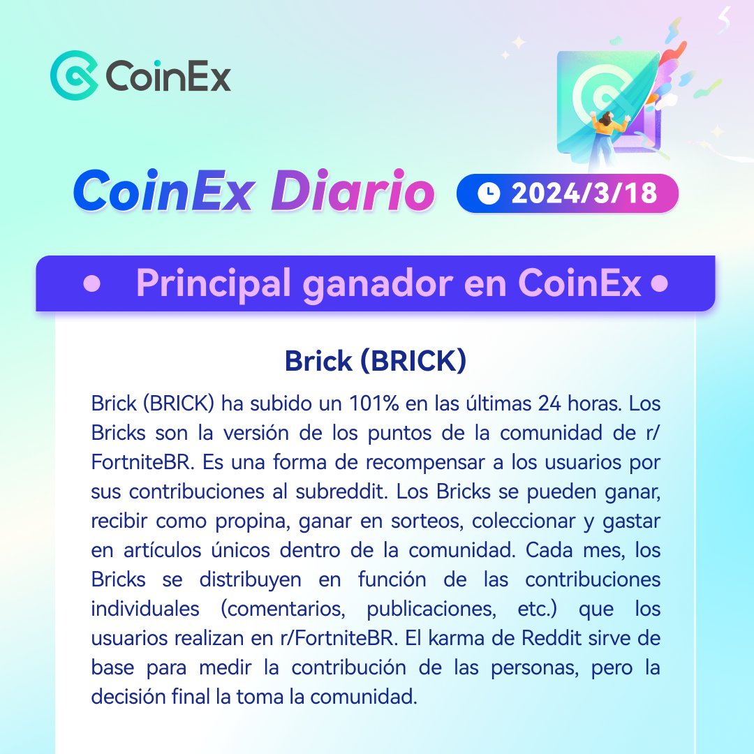 CoinExSpanish's tweet photo. 🗞️#CoinExDiario: ¡lo más novedoso en el mercado cripto hoy!
📈 $BRICK sube un 101% en 24 horas.
🔥Mask Network lanza un programa de staking de tokens.
Descubre más detalles en nuestro reporte diario: https://t.co/f9NKOQu3qu