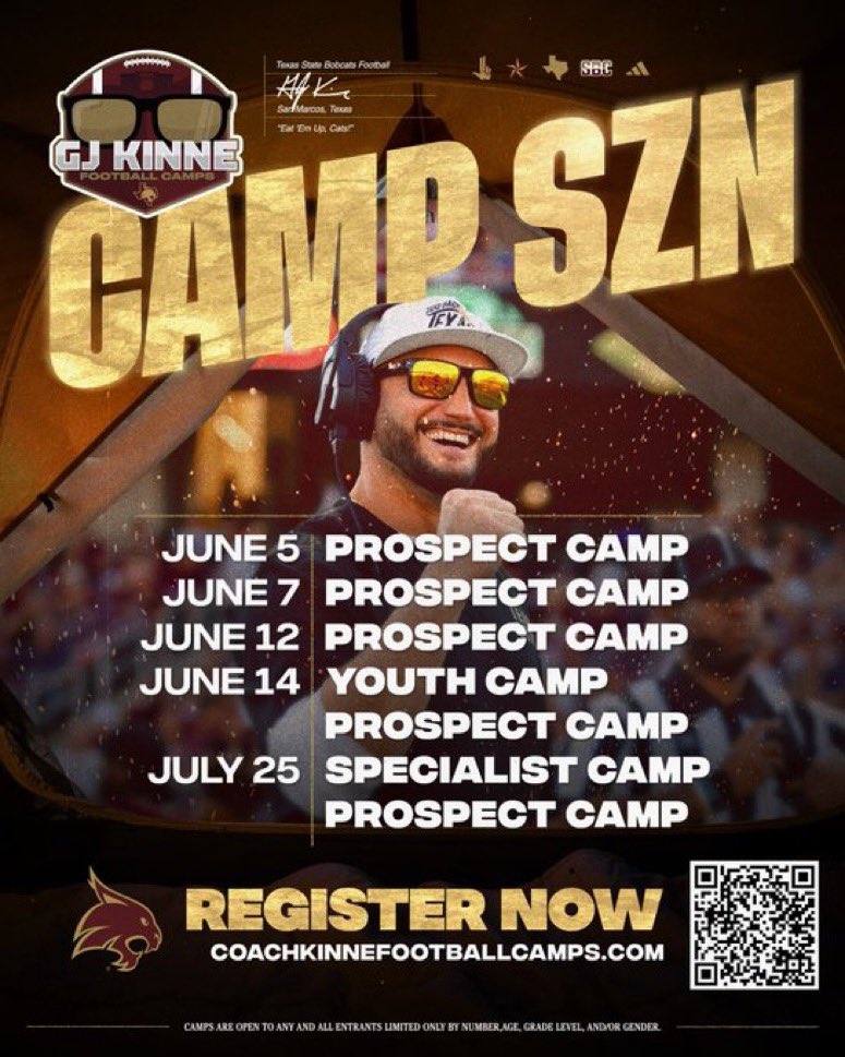 Can’t wait to compete on the 25th of July at the @TXSTATEFOOTBALL specialist camp! Big thanks to @CoachS_Koch for the invite! @CoachDaPrato