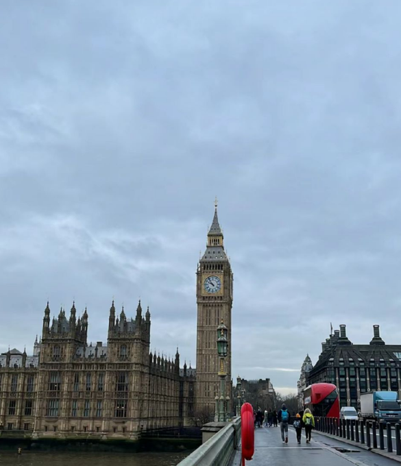 Cloudy day view of the iconic Big Ben and the Houses of Parliament in London. #London