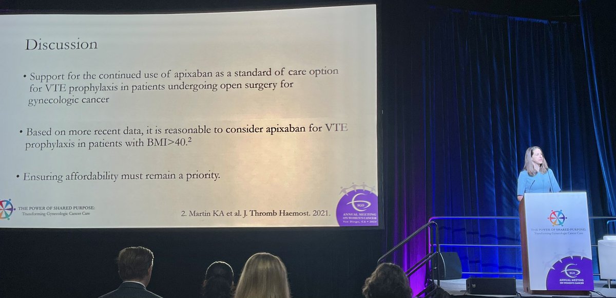 Congrats to @AnneKniselyMD @MDAndersonNews on this impactful work evaluating safety, efficacy, and cost of Apixaban for postoperative VTE prophylaxis in open Gyn cancer surgery #SGOMtg #gyncsm #oncsurgery