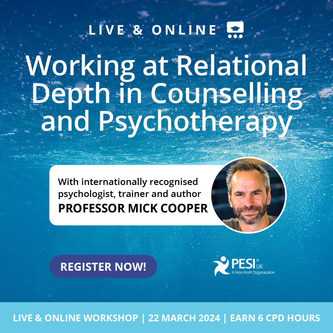 Discover how to promote profound moments of relational depth and understanding with your clients...for FREE! 

Join Professor Mick Cooper for this FREE live online workshop 22 March 2024:  bit.ly/3UVzc7k