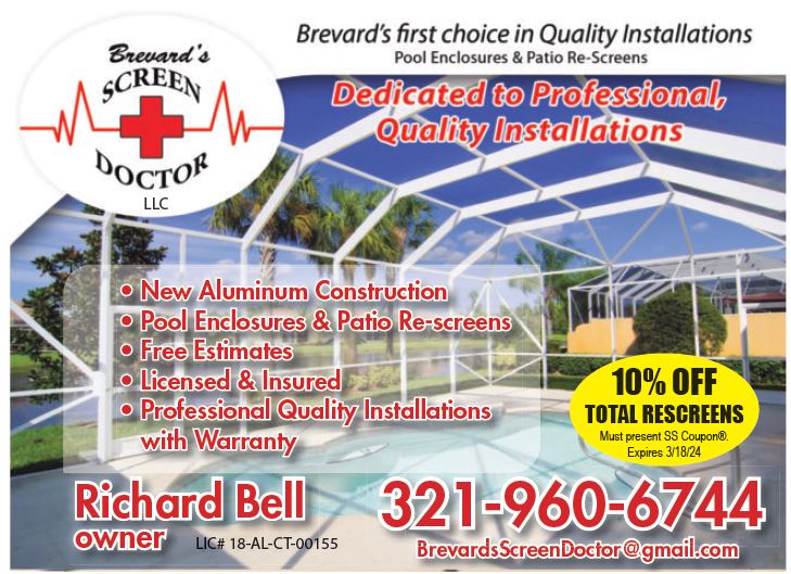 Brevard Screen Doctor, Brevard First Choice in Quality Installation. #PoolEnclosures #PatioRescreens #Screening #Installation #PoolFun #FreeEstimates #BrevardScreenDoctor  #CallNow #SavingsSafari #Advertising #Marketing #Media #DirectGraphix #Coupons #Deals #Savings