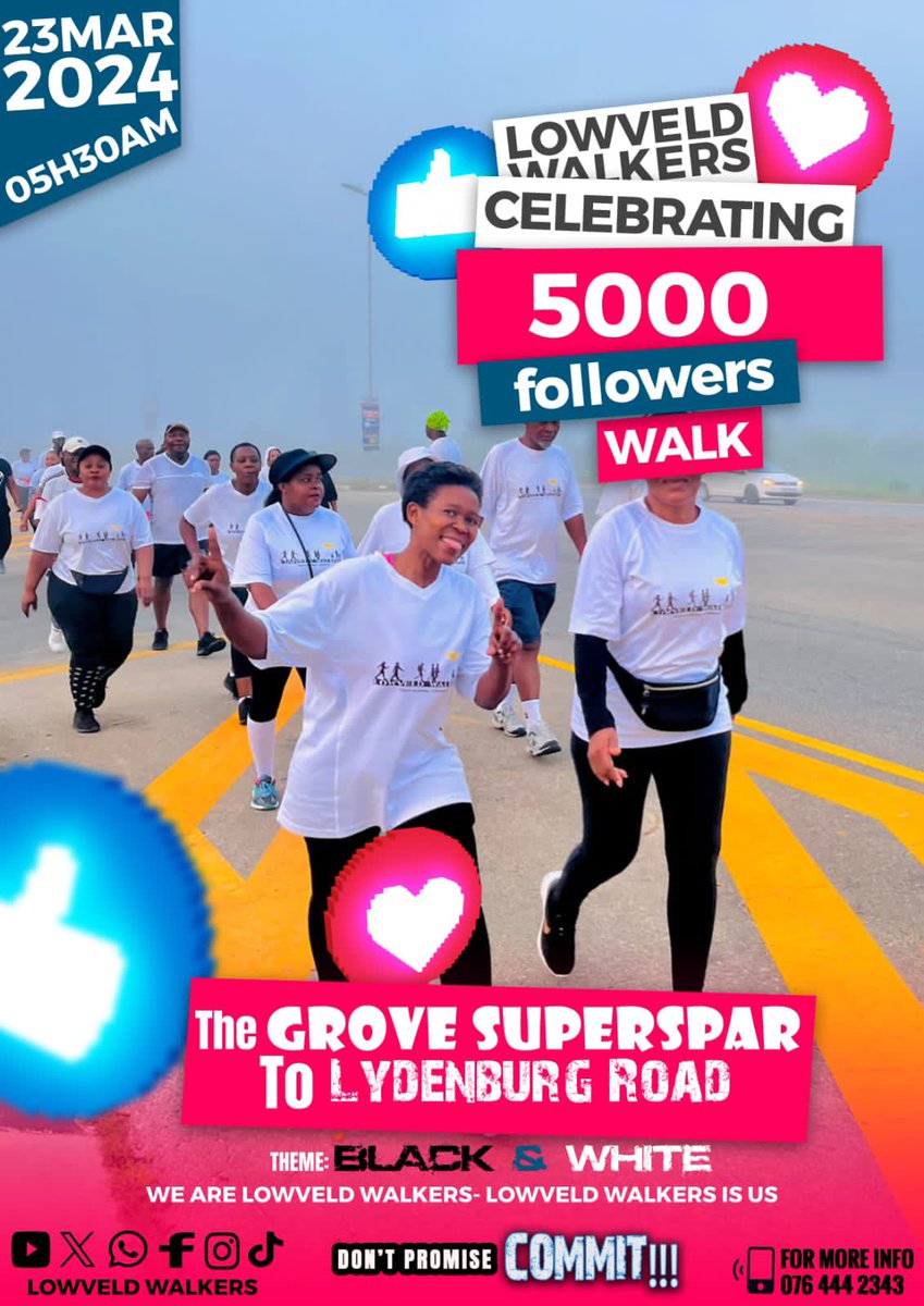 LowveldWal3996's tweet image. 5000 and still counting, join the Lowveld Walkers to celebrate 5000 followers and still counting. Come in numbers and embrace the love of a family away from family 🌸🌼🌸🌼🌸🎉🎉🎉
#YolandaMukondeleli 
#ZintleMofekeng 
#FNBApp
 #MRSMOPS 
#LoveLetterToYolanda 
#CapitecApp