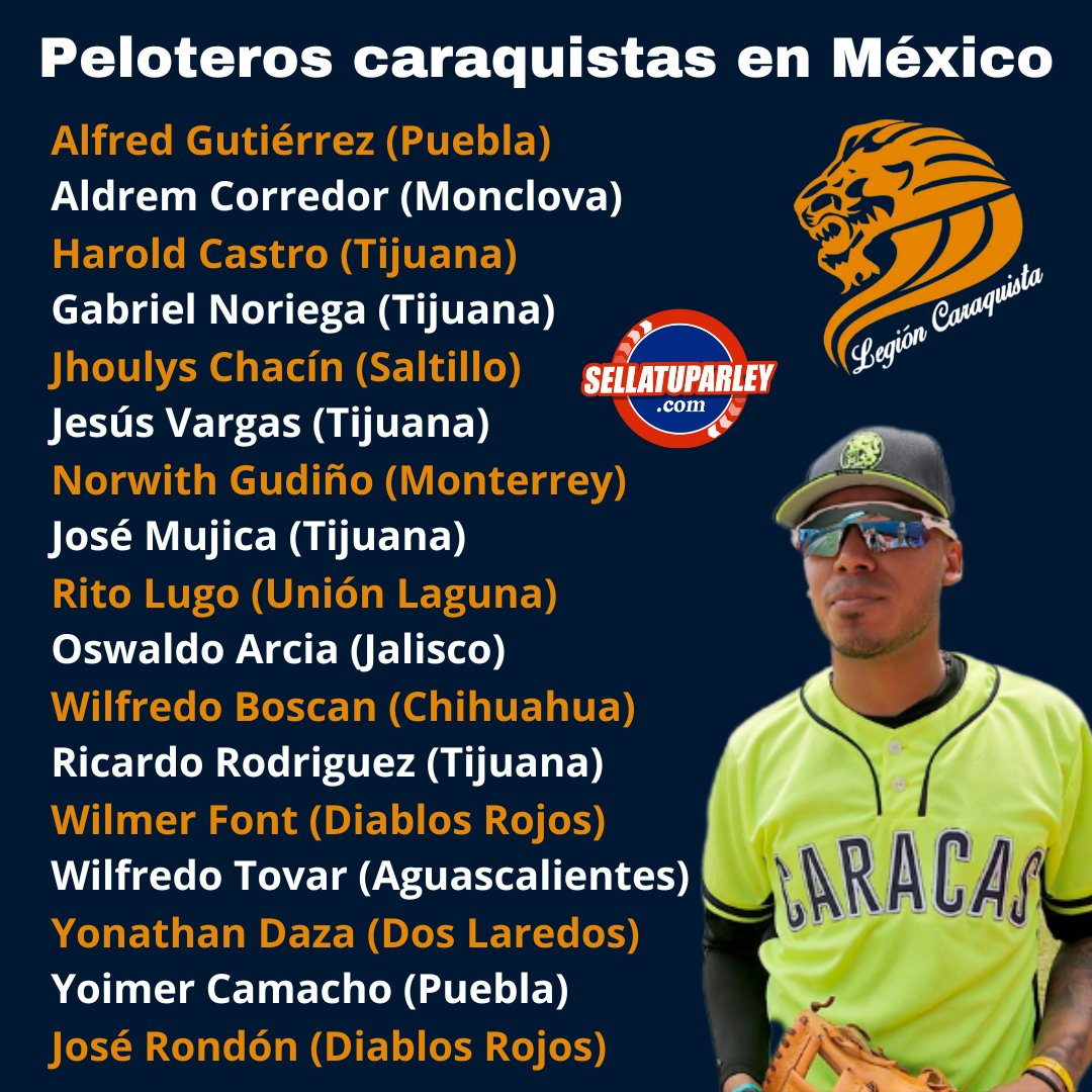 1️⃣7️⃣ peloteros de los Leones del Caracas estarán en la Liga Mexicana de Verano mostrando su talento. 🇻🇪🤝🇲🇽 📰La Legión llega gracias a @sellatuparley🏆 #SomosLegión🦁😎🔥
