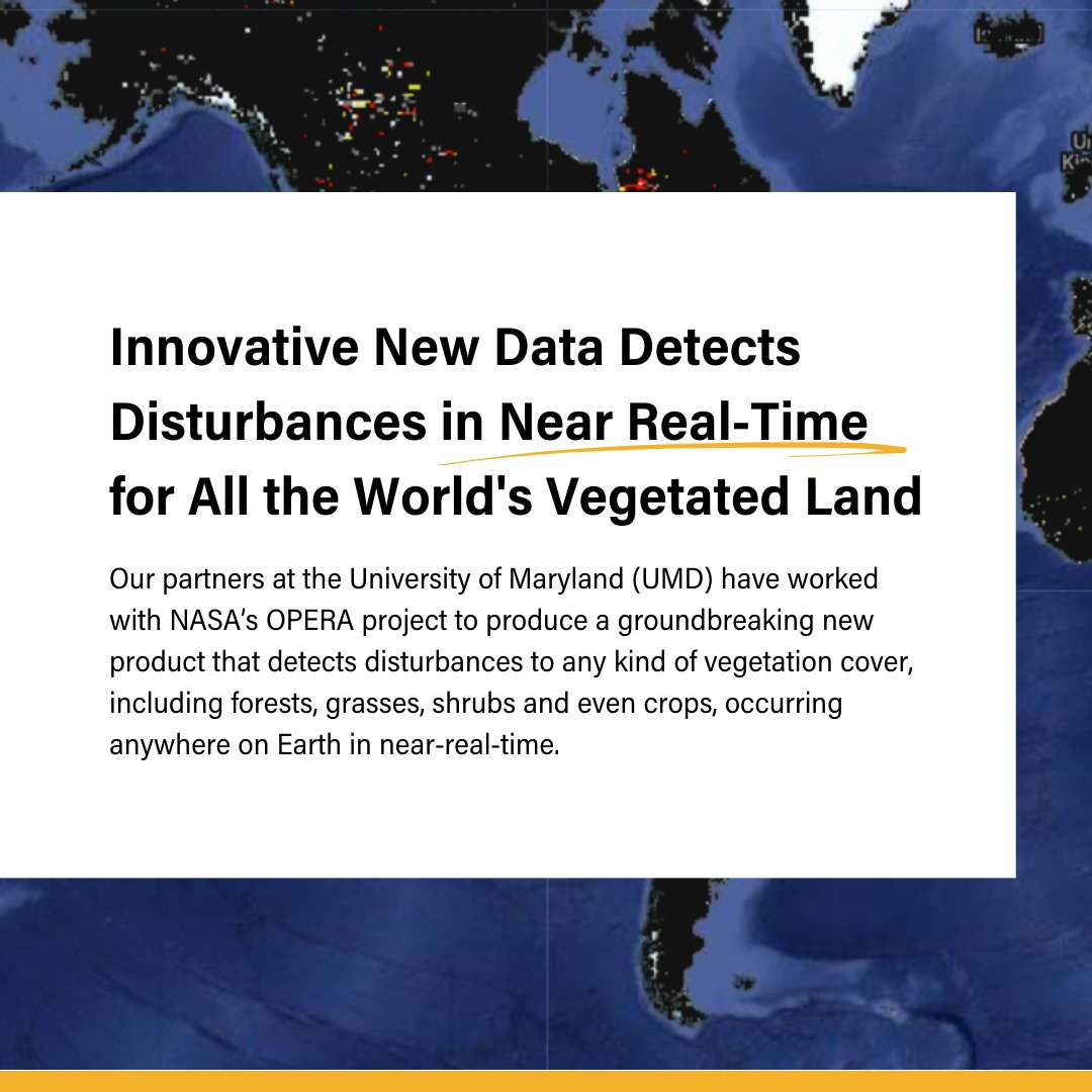 We've embarked on an ambitious journey to redefine the frontiers of ecosystem monitoring. The first step? We’re excited to announce a new vegetation disturbance monitoring system developed by NASA’s OPERA project that covers all the world’s vegetated land. bit.ly/49TWGOK