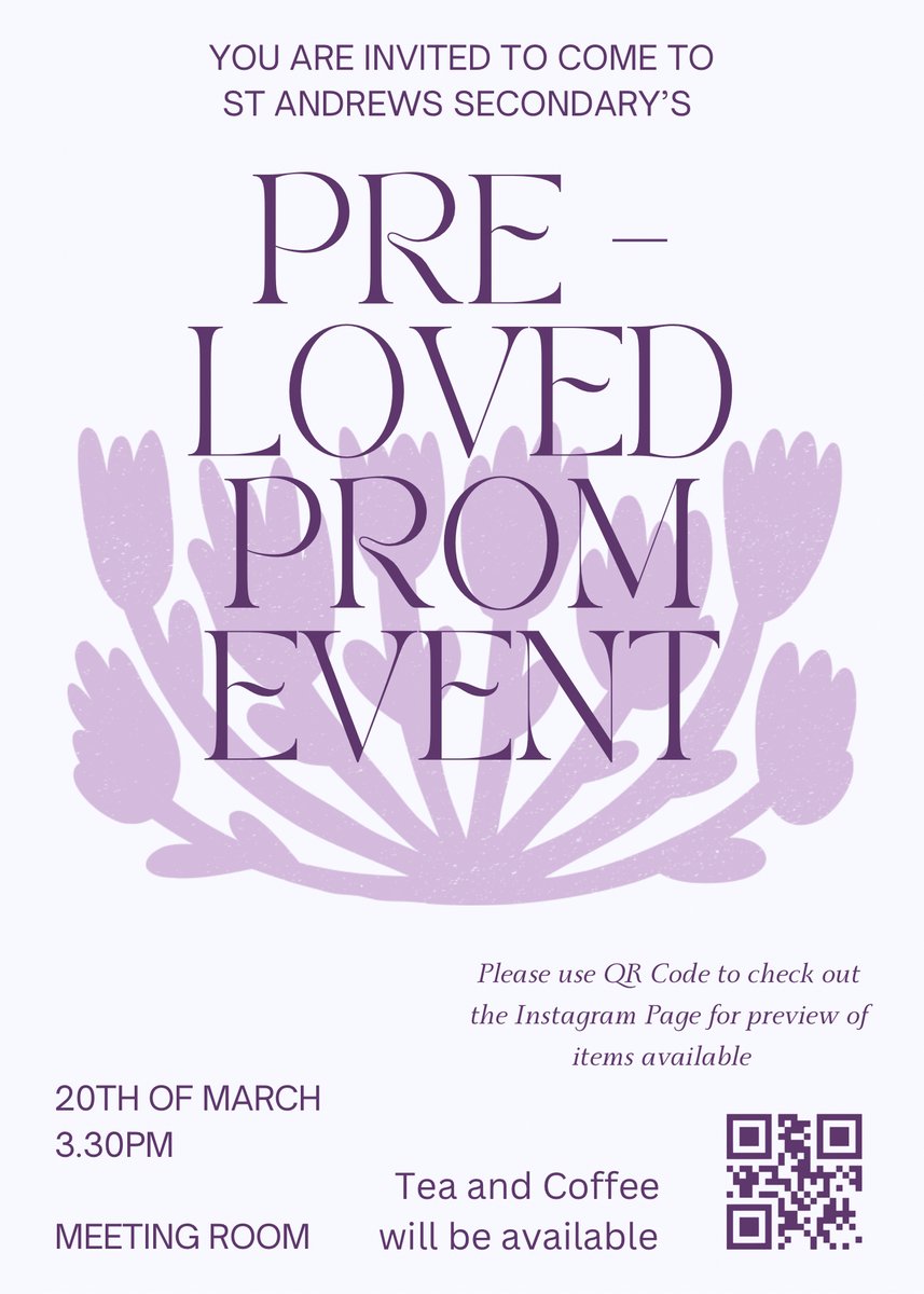 Our Pre-Loved Prom event takes place this Wednesday at 3:30pm. Thanks to @StAnds4Sustain , Mrs Harkess and our Prom Committee for organising. @StAndrewsRCSec