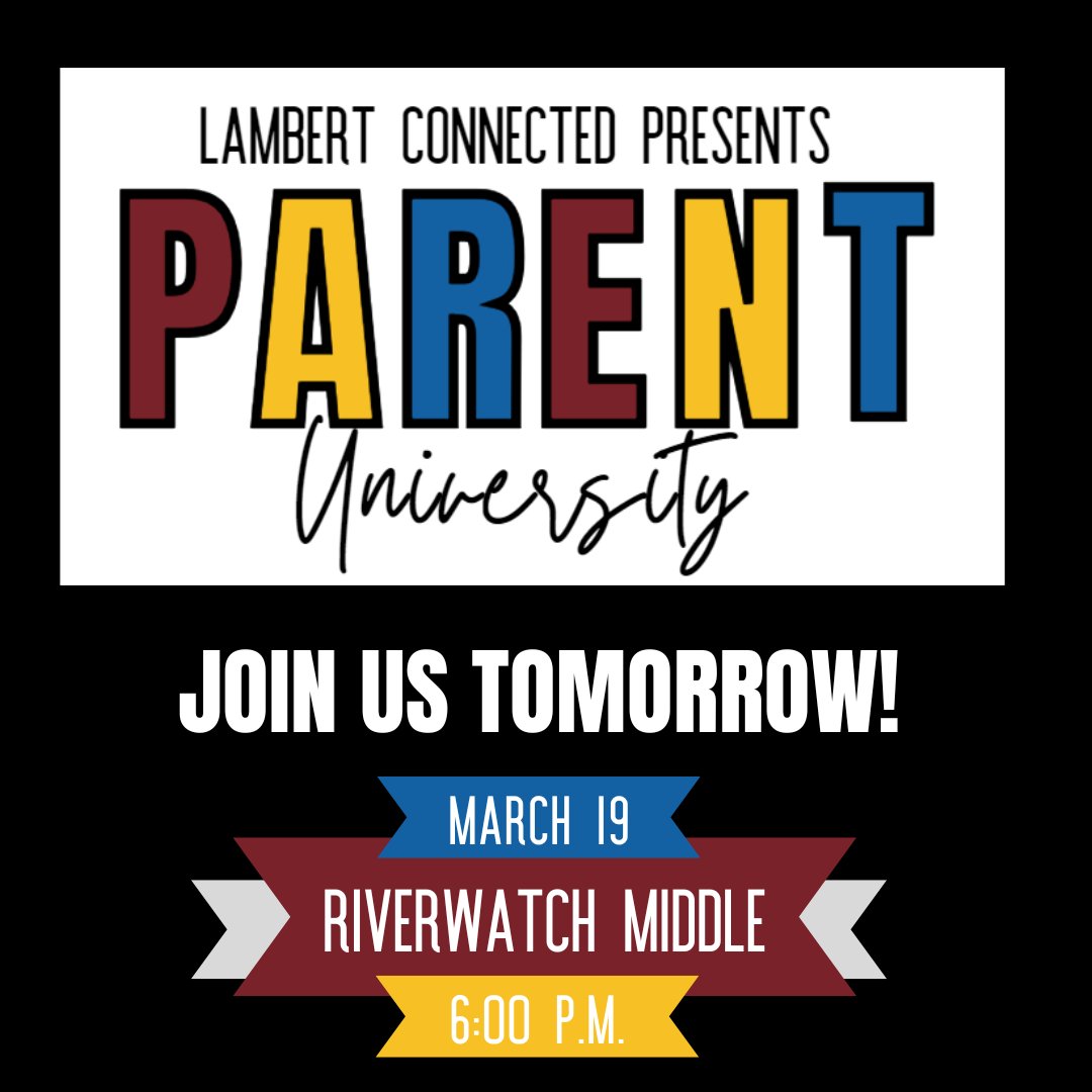 We can't wait to see all of our Bridge families tomorrow down the hill at Riverwatch Middle School for our spring event, Parent University. Click the link below for information on the valuable sessions being presented. #lambertconnected 🤘🌉

drive.google.com/.../1Rz5VNX0jL…