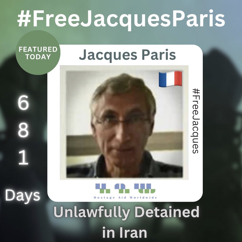681 days & 🇫🇷 former math teacher Jacques Paris remains unlawfully detained in #Iran. With no trial date set yet & rare communications, if any, with the outside world, Jacques’s wellbeing has suffered greatly.

@EmmanuelMacron @GabrielAttal, pls find a way to #FreeJacques & the…
