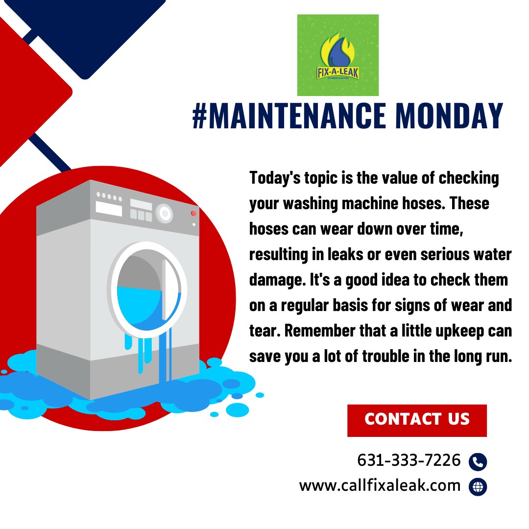 fixaleak01's tweet photo. Happy #MaintenanceMonday! Keep your home safe and dry with regular washing machine hose checks. Prevention is better than cure! #WashingMachineMaintenance #PlumbingTips #FixALeak https://t.co/vwvggstF2p