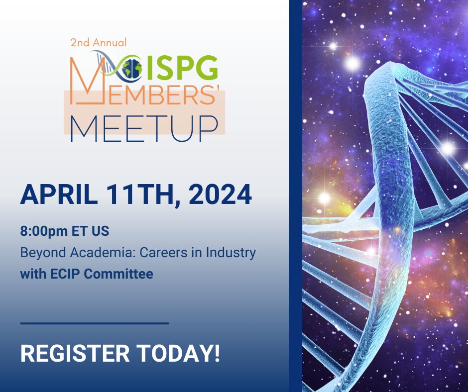 Thinking beyond academia? Join our next Members' Meetup: Careers in Industry with Psychiatric Geneticists on April 11th at 8:00 PM ET. Learn the ins and outs of industry careers. Register & attend: ispg.net/members-meetup… #IndustryJobs #Genetics #ISPG2024