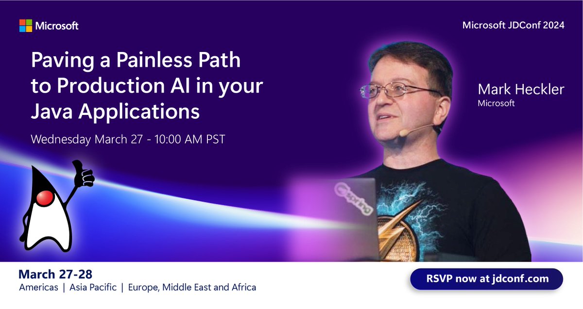 mkheck's tweet image. Register now for #JDConf, the premier online #java conference! Visit jdconf.com to reserve your place, it's FREE and it's VIRTUAL. 🤩

Join me as I discuss and *live code from scratch* an app demonstrating how to put AI to work or you in production. See you there!