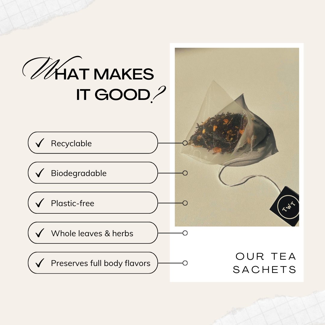 Happy #GlobalRecyclingDay! Did you know that our tea sachets are recyclable and biodegradable? No microplastics. No fannings. Only whole leaves and herbs in every sachet with plenty of room for the leaves to unfurl and for you to enjoy every last delicious flavor in your cup.