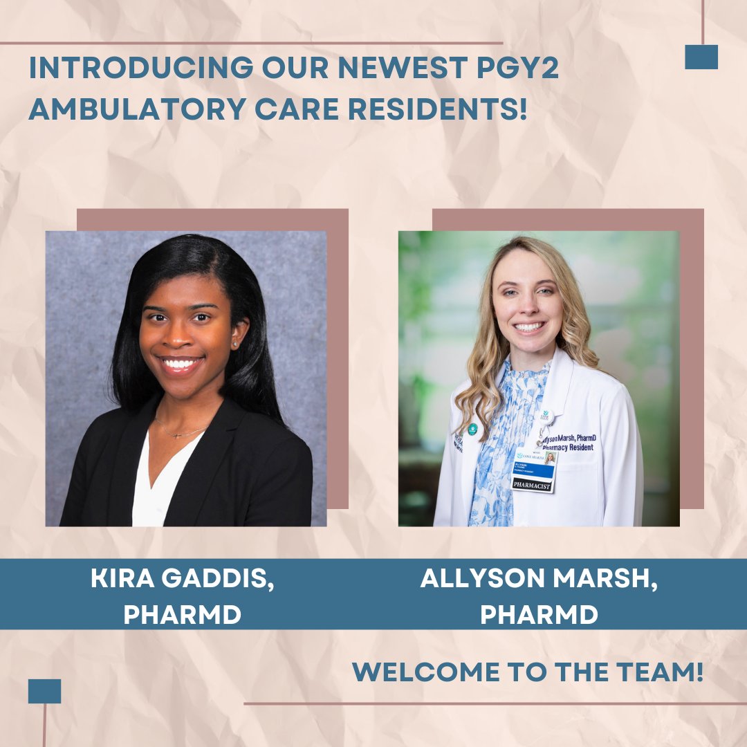 Please help us welcome our newest PGY2 Ambulatory Care residents!! We are thrilled to have y'all joining us!
