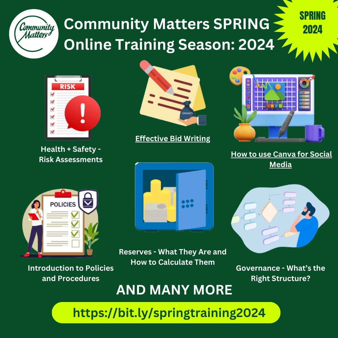 Would you be interested in an online training session about Health & Safety – Risk Assessments? This is just one of the sessions in our Spring Training program (which goes on until July). For a full list of sessions (and to book) see: bit.ly/springtraining……… #TrainingCM