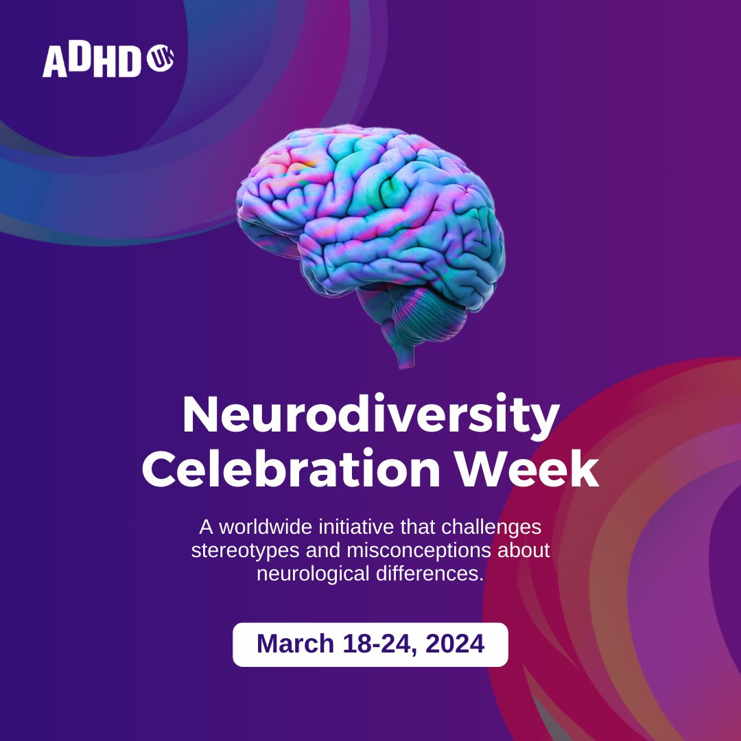 ADHDUKcharity's tweet photo. This week, we are celebrating #Neurodiversity! 🧠

Join us in promoting acceptance, understanding, and inclusion for all. 
Together, we can create a world where everyone thrives and shines bright. 🎉 https://t.co/JpAXbYhPN8