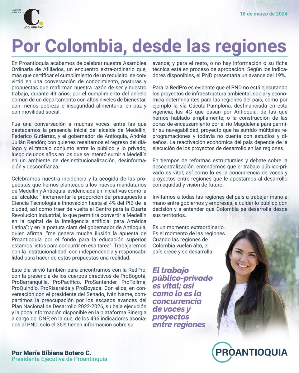 🤝 Invitamos a todas las regiones del país a trabajar mano a mano entre gobiernos y empresas, a cuidar lo público con decisión y a entender que Colombia se desarrolla desde sus territorios. 🇨🇴