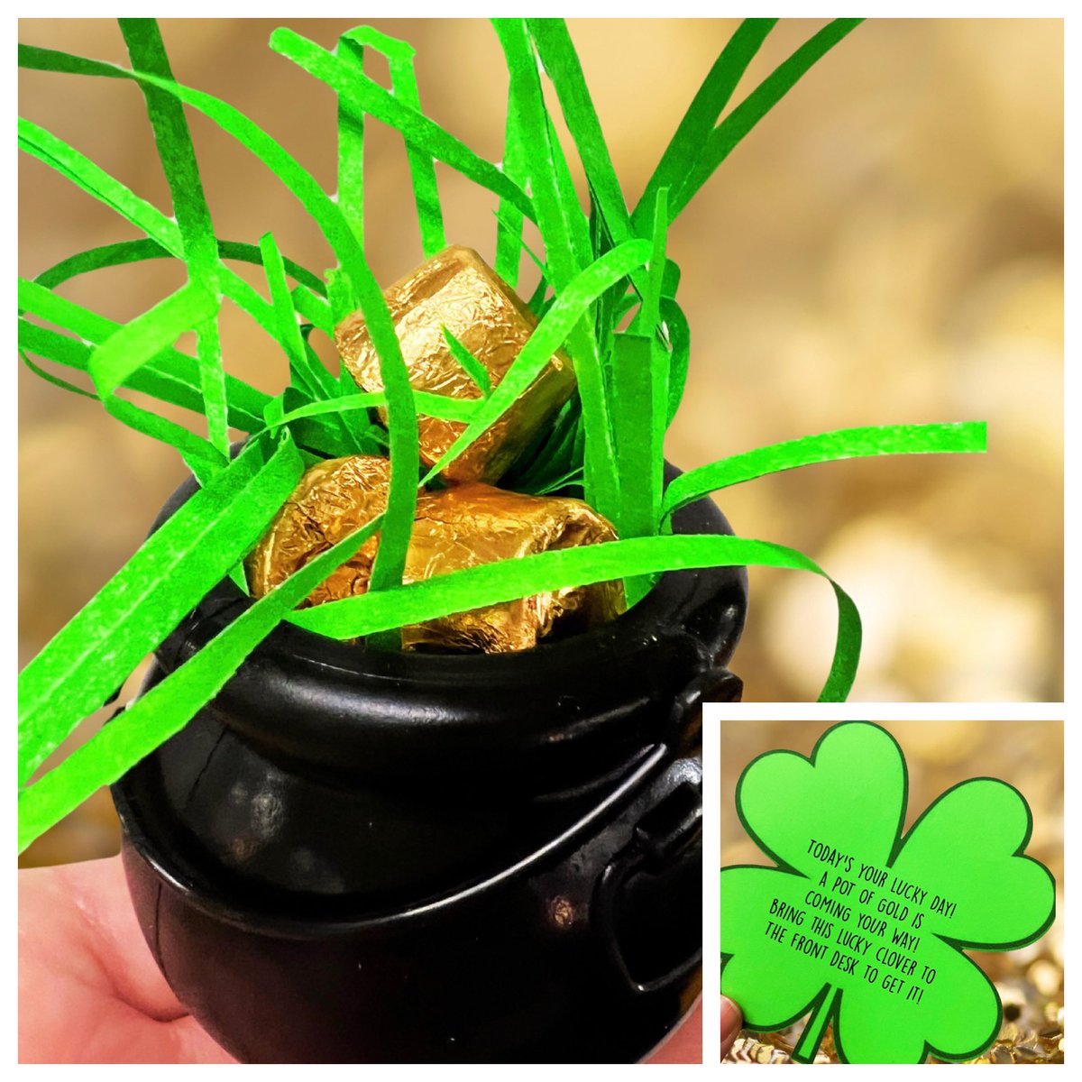 Looks like leprechauns left treats in the library yesterday! Can you find a lucky clover and win one? 🍀💛🌈 #mondayfunday #stparticksday #loveyourlibrary #highschoollibrary #cobblms #learningcommons @McEachernHigh @ccalms @glma