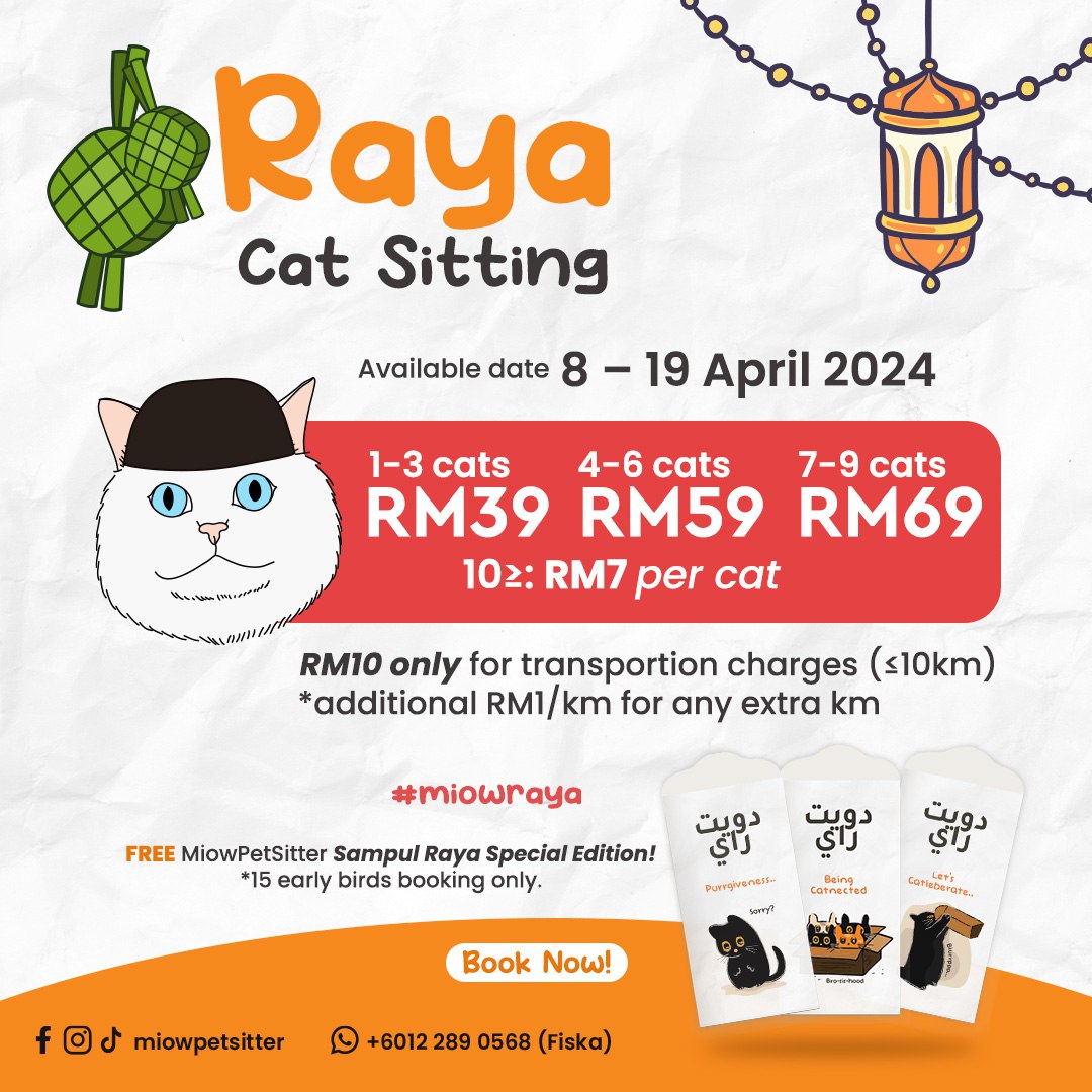 FiskaYenitaFK_'s tweet photo. Save for later atau boleh terus dapatkan Quotation secara PERCUMA!
FREE Sampul Raya Special Edition untuk 15 cust terawal yang booking. ๐
Book sekarang!
๐Sekitar Lembah Klang (KL/Selangor)
https://t.co/DmsBHv0Jc5 - Fiska
#catsitting
#petsitterraya
#MiowPetSitter https://t.co/GbUpvFNNRc