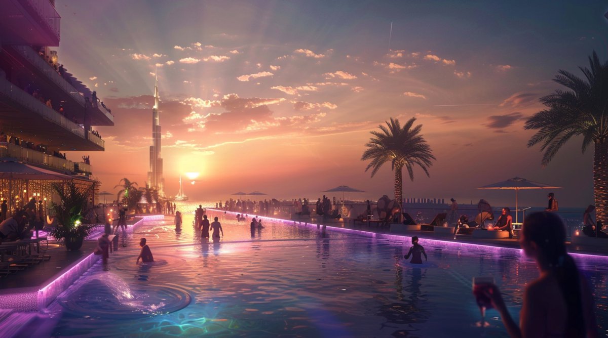 We are happy to announce that every Meta Legends Holder will enjoy multiple events during Token2049! We are working hard to provide access to memorable experiences. 
One of the most iconic event will be an event happening at AURA skypool on the emblematic Palm Jumeirah for