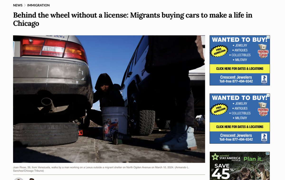 Williamjkelly's tweet photo. Migrants driving unlicensed cars! Migrants in Chicago are now driving cars without drivers' licenses, no plates or registrations. How are they getting these cars? The cars are either stolen or they are buying them. How can they afford to buy them? Who is selling them these cars? That leads me to believe that most of these cars are stolen. If the migrants are driving stolen or unlicensed cars, they are also driving without insurance. There are more than 100 hit and run accidents per day in Chicago and that doesn't include the thousands of accidents  caused by uninsured drivers. (If you've ever been hit by an uninsured driver - you know you get the short end of the stick despite uninsured motorist coverage) I am currently suing the a$$hole who ran a red light, totaled my car and fled the scene on foot (I have the surveillance video)- I almost died that day, on Christmas Eve in 2021 and I thank God that I'm still here. He wasn't insured either. But thousands of other people haven't been as lucky as I was. So, why is #Chicago Mayor Brandon Johnson allowing this and putting more resident lives at risk? #thatreporter