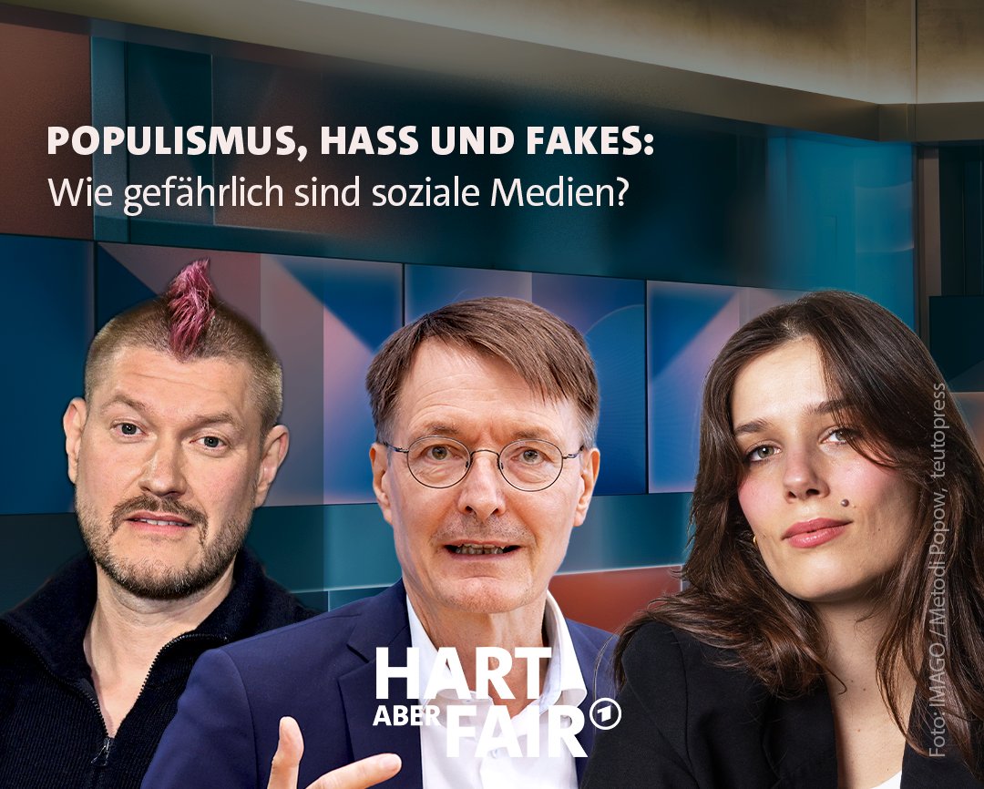 Unterschätzte Gefahr? Das diskutiert @louisklamroth heute ab 21:00 Uhr mit @Karl_Lauterbach (SPD), @HalakMuhanad (FDP), @saschalobo, @SilkeWSH, Tara-Louise Wittwer („WasTaraSagt“), Rechtsanwältin Mischa und @parabelritter bei #hartaberfair - live in @DasErste & ARD Mediathek.