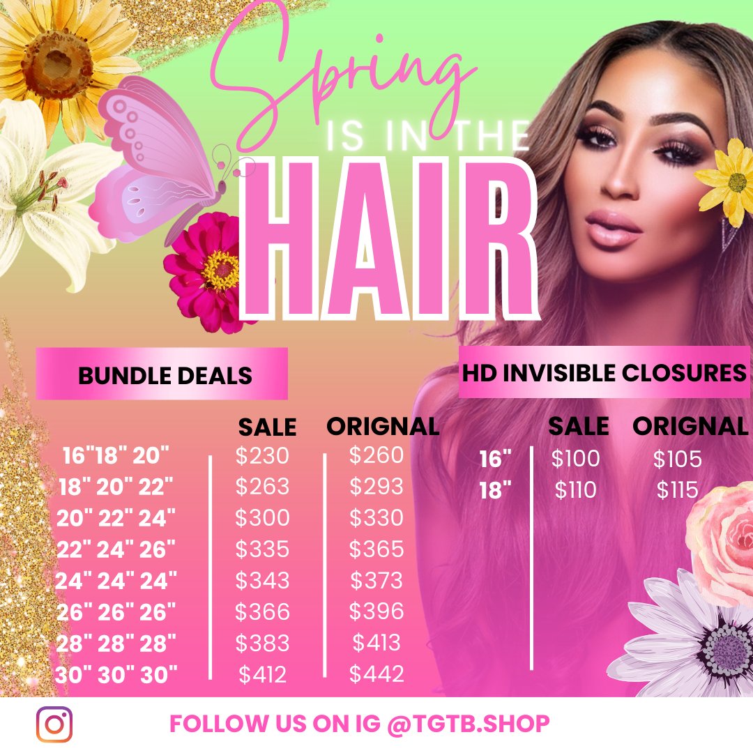 If you’re looking for Quality Raw Hair shop with me! This is my Easter sale that’s going on until March 31st…RT RT RT 

Follow my Ig @TGTB.Shop