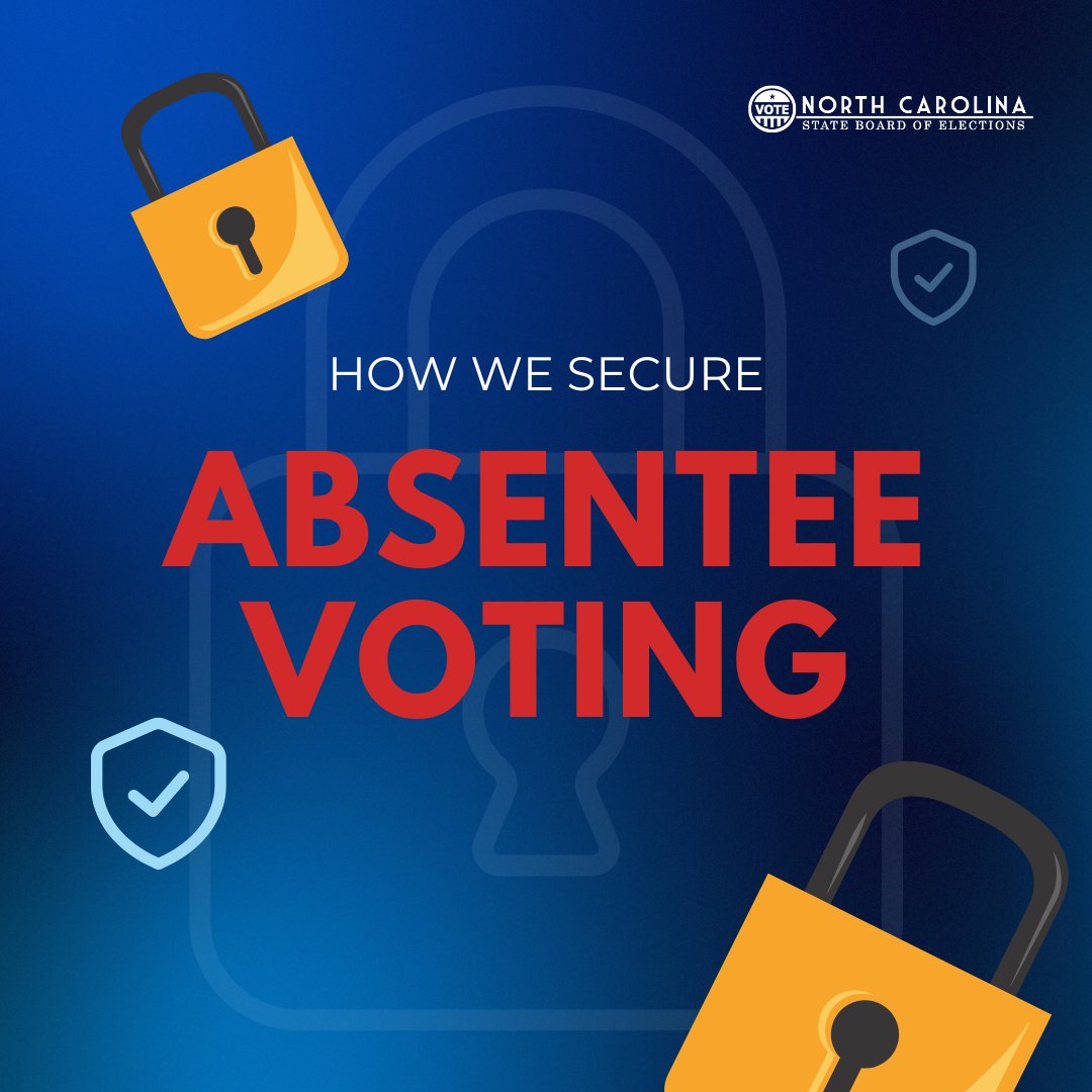 🔒 How secure is absentee voting? Across NC, election officials work to ensure the security of the absentee voting process. Check out our handy infographic to learn about the process & security measures in place: bit.ly/4c7IAuw #YourVoteCountsNC #ncpol