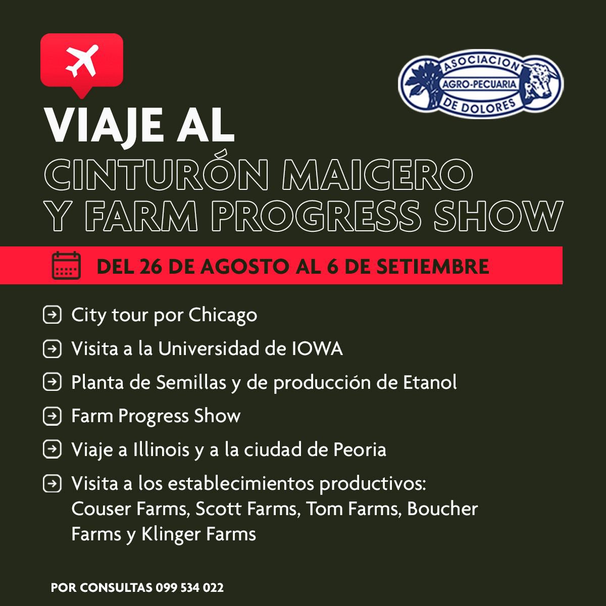 aad_dolores's tweet photo. 🇺🇸Se parte del próximo viaje a USA: 𝗩𝗶𝗮𝗷𝗲 𝗮𝗹 𝗖𝗶𝗻𝘁𝘂𝗿ó𝗻 𝗠𝗮𝗶𝗰𝗲𝗿𝗼 𝘆 𝗙𝗮𝗿𝗺 𝗣𝗿𝗼𝗴𝗿𝗲𝘀𝘀 𝗦𝗵𝗼𝘄

📱Por consultas: 099 534 022

#asociacionagropecuariadedolores https://t.co/UOHECu8rhn
