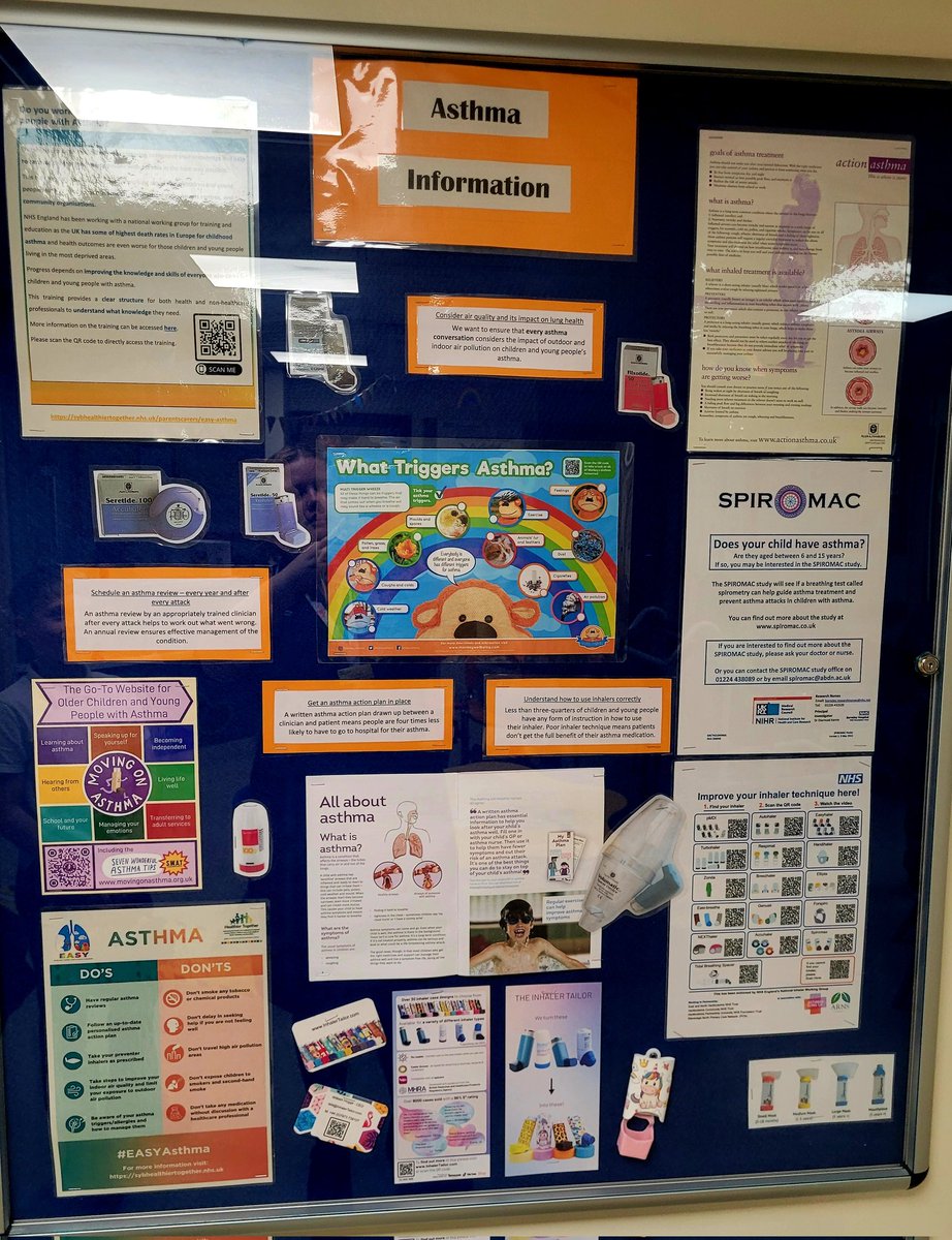 We have updated our Asthma Information board in children's outpatients with lots of signposting and facts for our children and their families / carers 

@InhalerTailor  #MovingOnAsthma #Spiromac