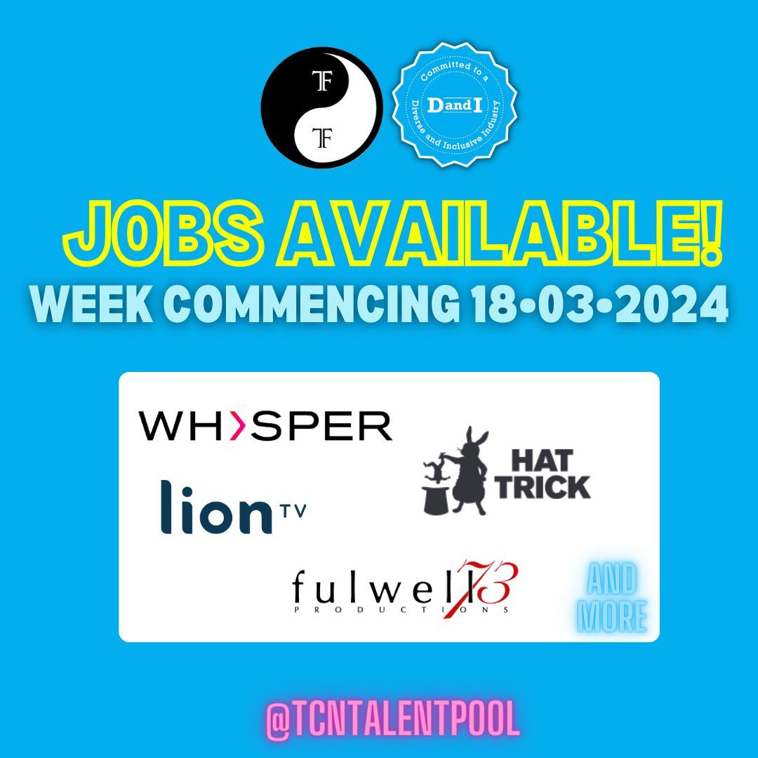 🚨 JOBS AVAILABLE 🚨 Exciting news! 🎉 Our clients are hiring, and we’ve got a range of job opportunities available this week on the TCN Talent Pool! Don’t miss your chance to work with amazing companies like @WeAreWhisperTV and @HatTrickProd🔗 buff.ly/3PpFJ6A