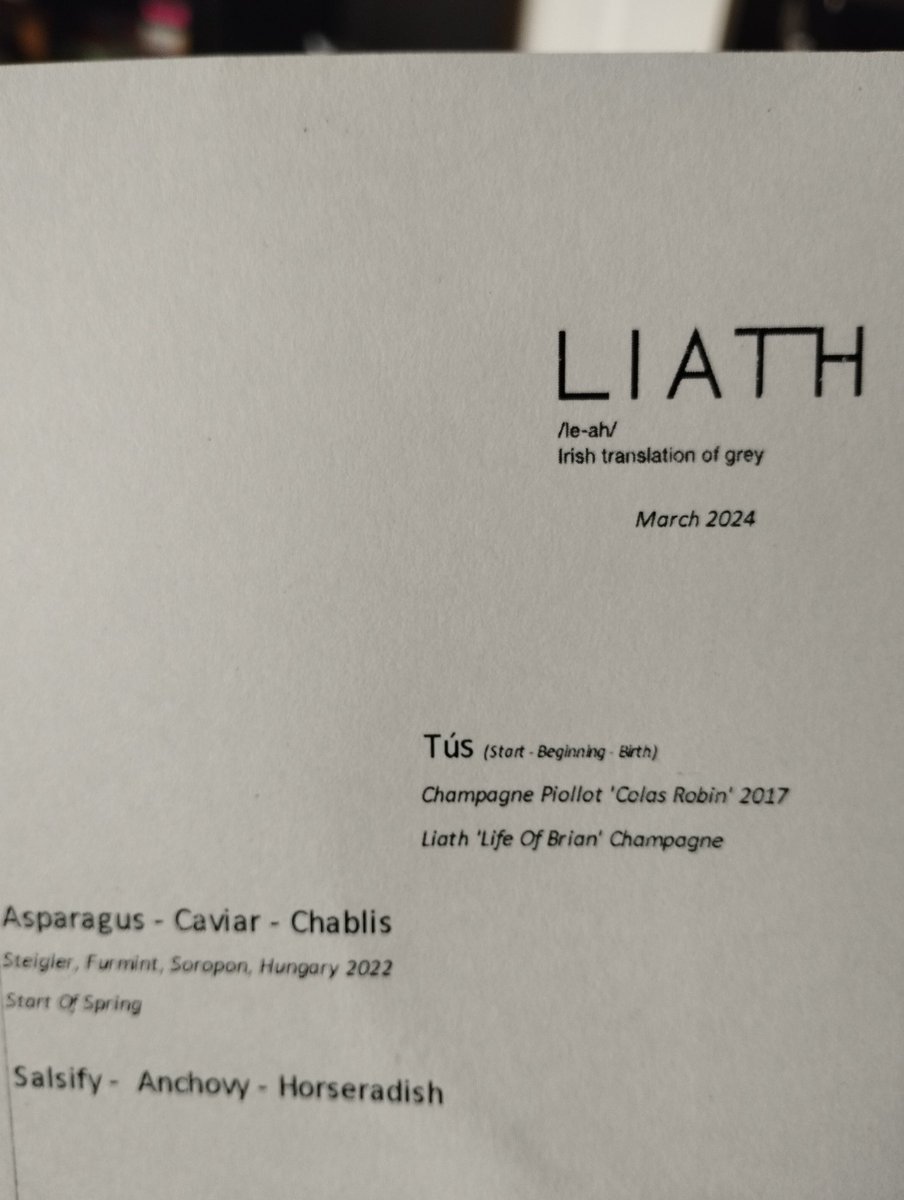 Spectacular meal in @LiathRestaurant on Saturday night. Memorable dishes and fabulous service. Thank you @Louaaaze @ailishoneill102