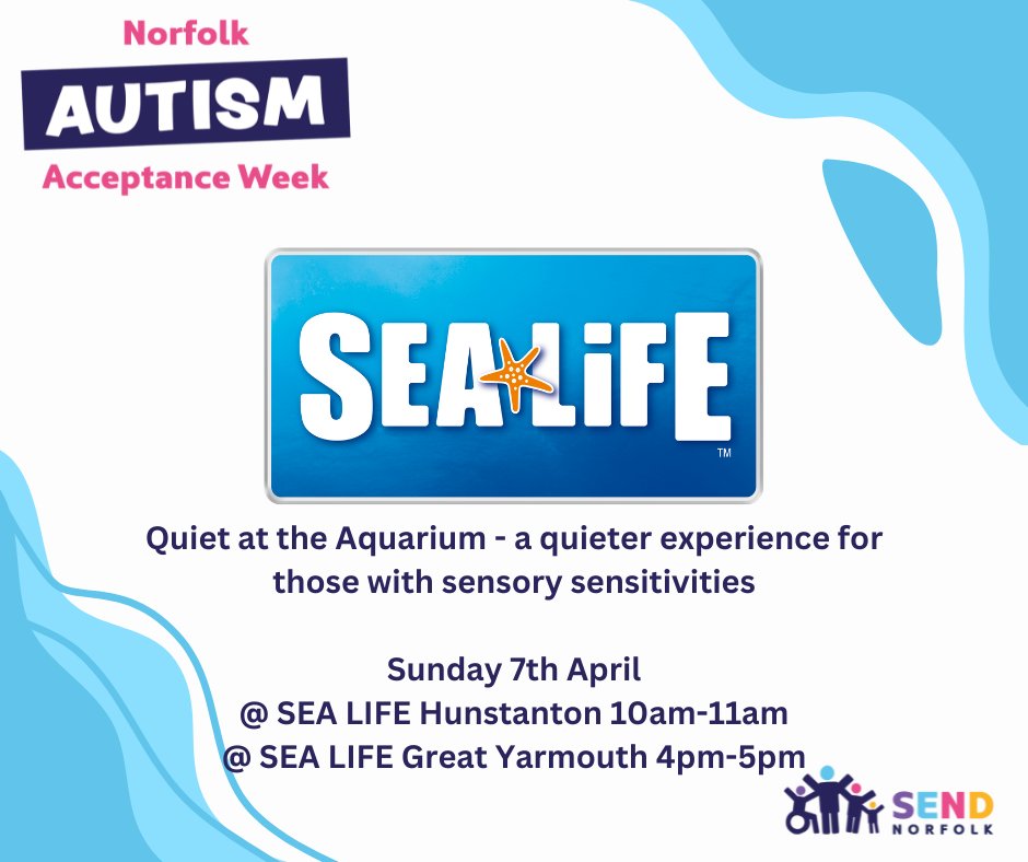 SEA LIFE Hunstanton and Great Yarmouth host Quiet at the Aquarium events on the first Sunday of each month to create a more enjoyable experience for those with sensory sensitivities #NAAW2024
More info about their events here: 
🐠visitsealife.com/hunstanton/wha…
🐟visitsealife.com/great-yarmouth…