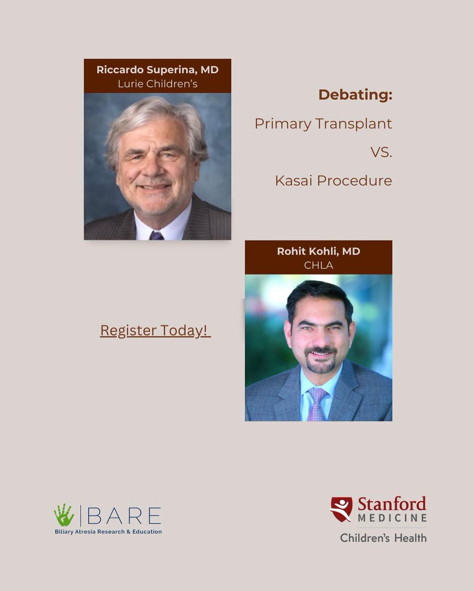 See you all for the BIG debate! #Transplant v. #Kasai for #BiliaryAtresia - 10th of May in @Stanford hosted by @BAREInc_org - come see the #GOAT @RiccardoSuperin!!