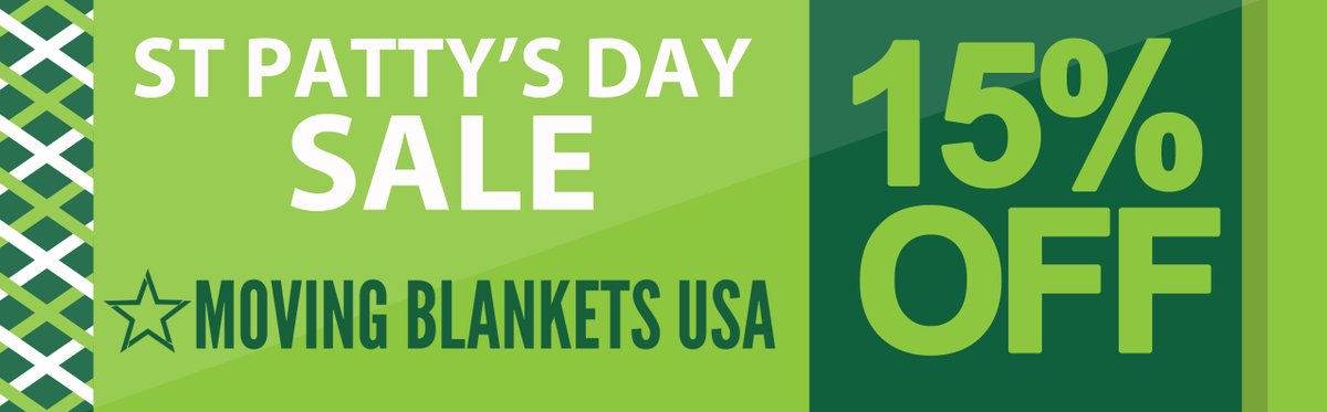 MovingBlankets1's tweet photo. ☘️ Still time to save on our 2024 St Patrick's Day Sale ☘️

Take 15% off of your entire online order using coupon code "GREEN" at checkout to save huge.

Shop today at https://t.co/jIook8Yauv

No Limits. No Restrictions. While Supplies Last.

Sale runs from March 18th to March 20 https://t.co/RuNvMF0fNt