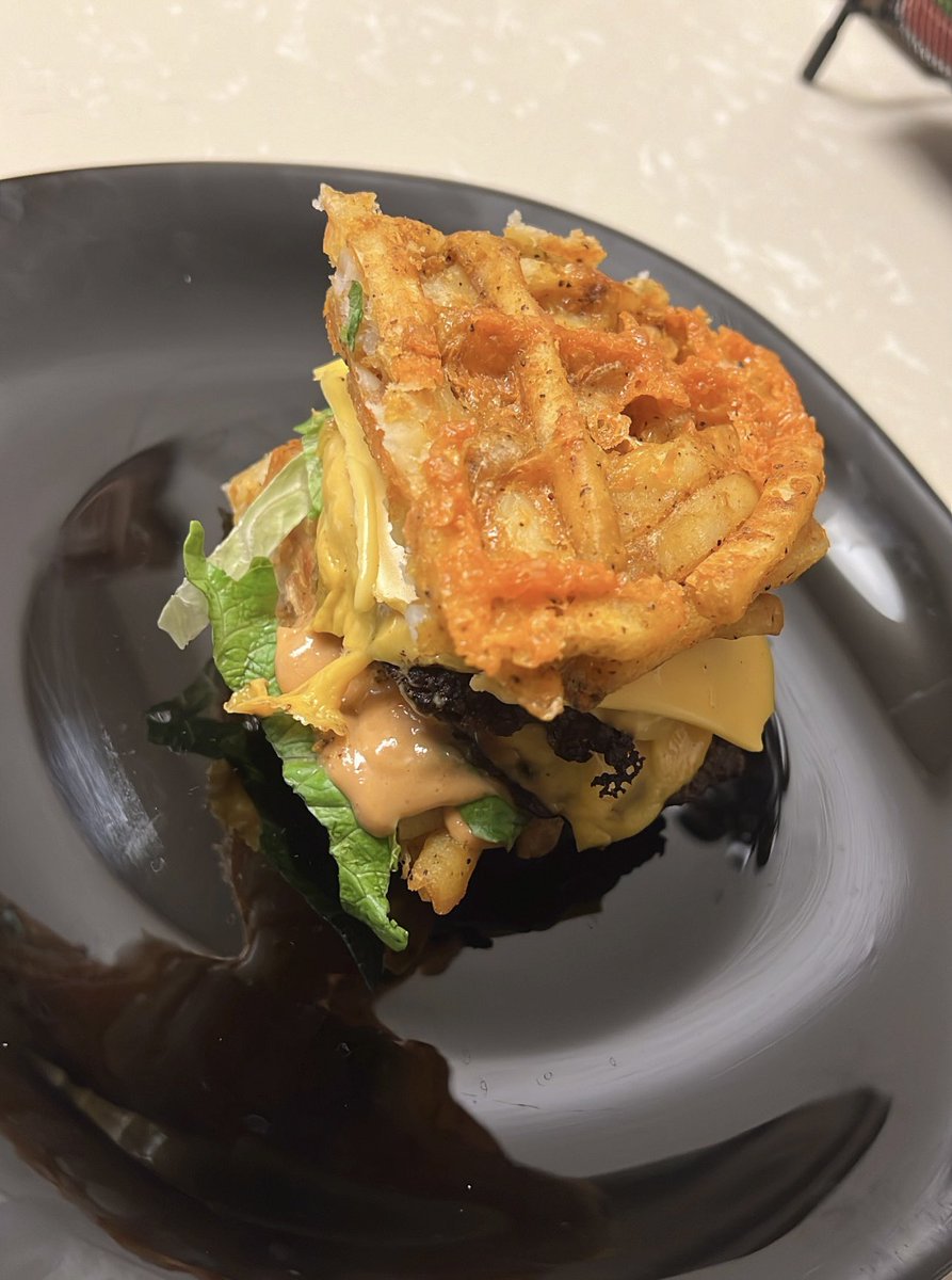 jayjaybenny's tweet photo. I made the bun outta rally fries 😂 https://t.co/1rR7TzFCcR