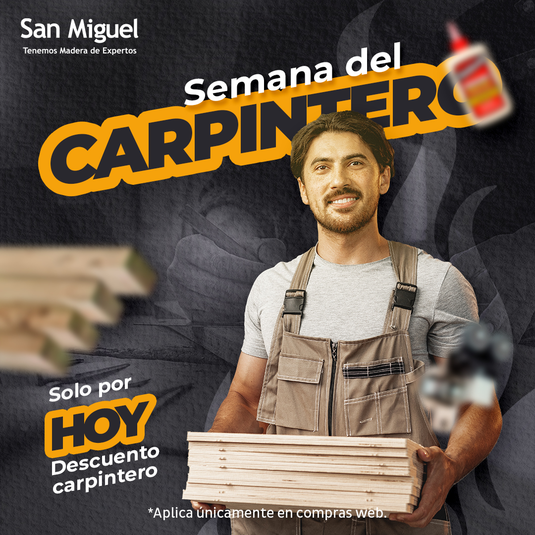 Es hora de aprovechar nuestra semana del carpintero con descuentos increíbles, ¡solo por hoy! Ya sea que prefieras comprar en línea o visitar una de nuestras 17 tiendas en todo el país.

¡No te pierdas esta oportunidad única!
Compra tu chapa aquí 📷 nuevo.sanmiguelmadera.com/prod.../pergol…
