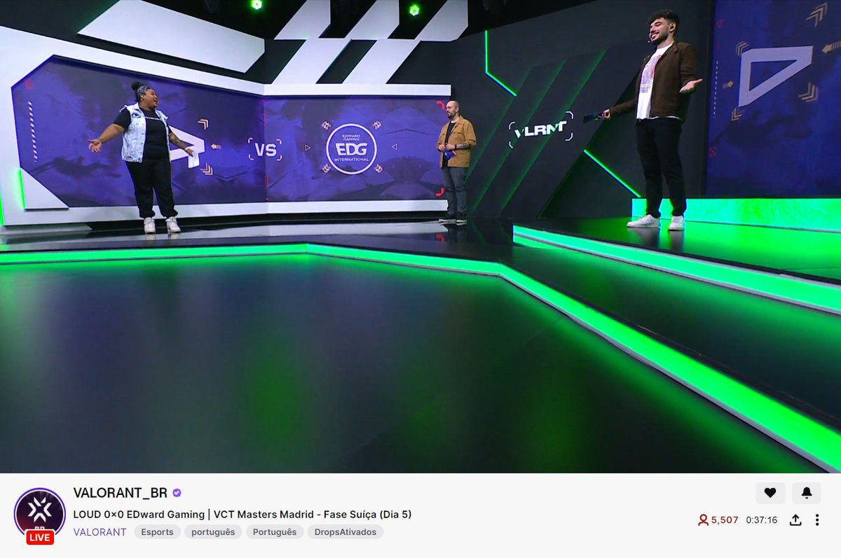 Em 10 minutos começa o embate entre <a href="/FURIA/">FURIA</a> e <a href="/EDG_Edward/">Edward Gaming</a> valendo a vida no #VCTMastersMadrid! Vamos torcer pelo #LOUDWIN
twitch.tv/valorant_br