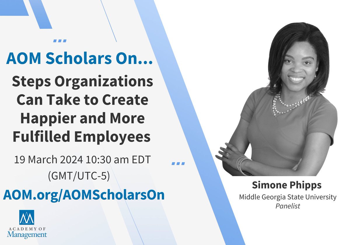 Simone T. A. Phipps, PhD (@drsimonephipps) on Twitter photo Reminder: #AOMScholars discuss "Steps organizations can take to create happier and more fulfilled employees." Join Hakan Ozcelik, Bonnie Hayden Cheng, <a href="/ChrisSerendip/">Christian Busch</a> and yours truly.
Registration for this <a href="/AOMConnect/">Academy of Management</a> webinar is free: aom-org.zoom.us/webinar/regist⦠Reminder: #AOMScholars discuss "Steps organizations can take to create happier and more fulfilled employees." Join Hakan Ozcelik, Bonnie Hayden Cheng, <a href="/ChrisSerendip/">Christian Busch</a> and yours truly.
Registration for this <a href="/AOMConnect/">Academy of Management</a> webinar is free: aom-org.zoom.us/webinar/registā¦
